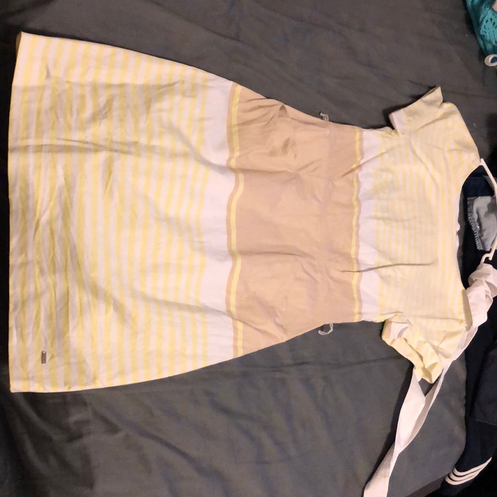 Tommy hillfigger belted yellow striped dress